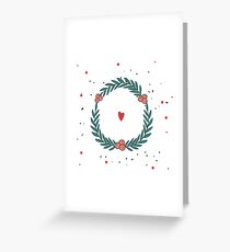 Hand drawn cute Christmas wreath with heart and polka dots New Year Holiday celebration template for your design Unique and pretty on white background Greeting Card