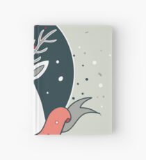 Christmas deer New Year Holiday greeting card design template Cute hand drawn design on light green background Hardcover Journal