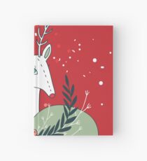 Christmas deer New Year Holiday greeting card Hand drawn Cute and unique design elements Red Green Colors Holidays Celebration Hardcover Journal