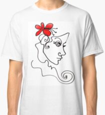 Blumenmädchen - Line Art Classic T-Shirt