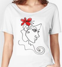 Blumenmädchen - Line Art Baggyfit T-Shirt