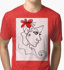 Blumenmädchen - Line Art Vintage T-Shirt