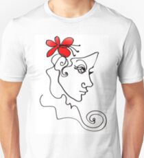 Blumenmädchen - Line Art Unisex T-Shirt