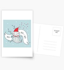 Merry Christmas Happy New Year Santa Claus greeting card Banner Green background Holiday wreath design elements Ho - Ho - Ho Postcards