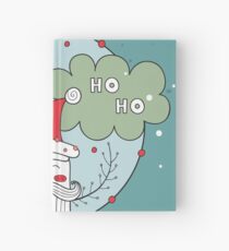 Merry Christmas Happy New Year Santa Claus greeting card Banner Green background Holiday wreath design elements Hardcover Journal