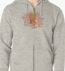 Sudadera con capucha y cremallera Manos frías, café caliente en coral