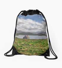 Loch side cottage, Scotland Drawstring Bag