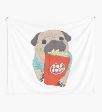 Pug with popcorn Wall Tapestry