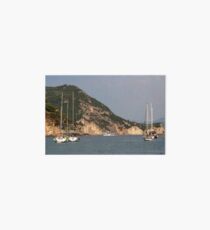yacht and sailboat on Ionian sea Parga Greece Art Board