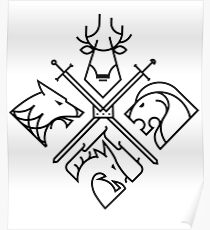 Game of Thrones Houses - Black logo Poster