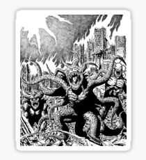 City Burn Monster Horror Art Sticker