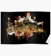 Animal carp fish watercolor painted Poster