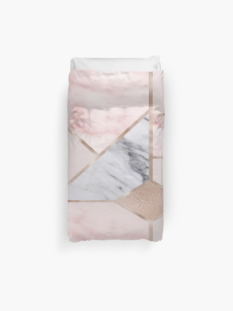 Geometric Mix Up Rose Gold Duvet Cover By Marbleco Redbubble