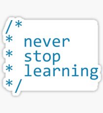 Never stop learning - code Sticker