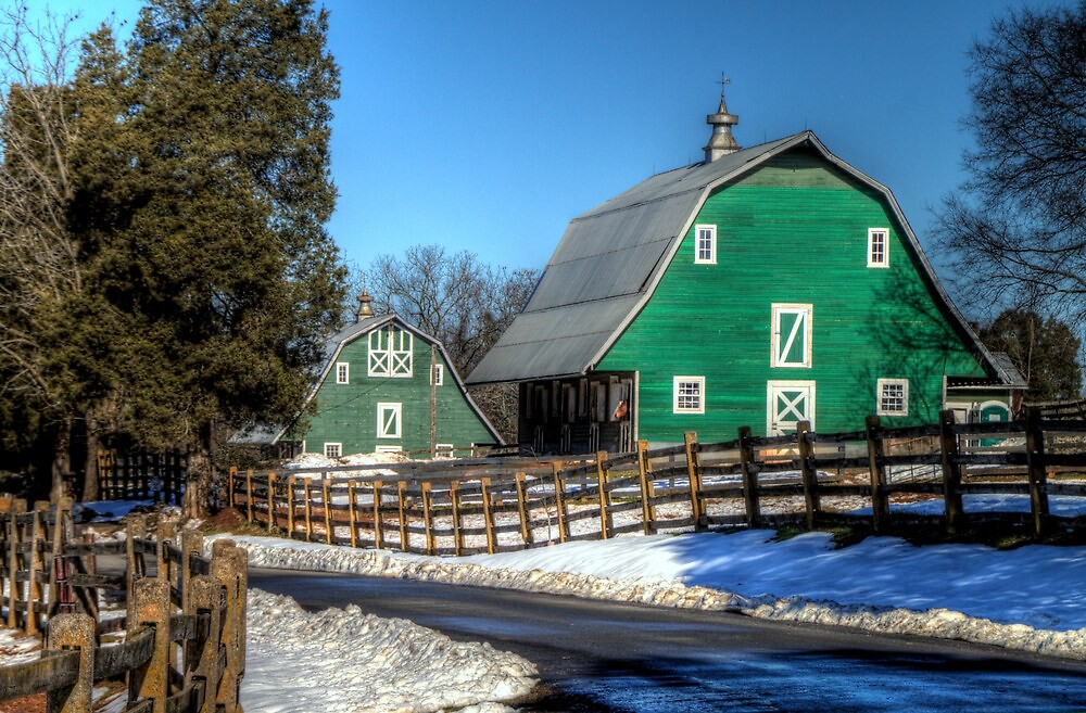 "Green Barns on the Montpelier Farm" by Terence Russell Redbubble