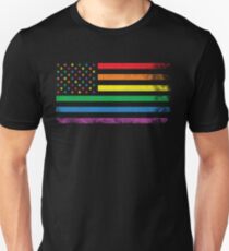 Camiseta ajustada Bandera estadounidense del arco iris