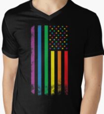 Regenbogen amerikanische Flagge T-Shirt mit V-Ausschnitt für Männer