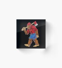 Bigfoot Lumberjack T shirt Sasquatch Carpenter Men Dad Boys Acrylic Block
