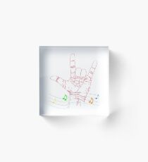 Red Hand for Musicans & Rockn Roller Tshirt Acrylic Block