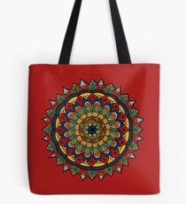 Red Flower Mandala Tote Bag
