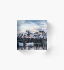 Sunset At Bluewater Bay Marina Acrylic Block