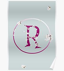 Monogram fairy flowers, letter R Poster