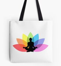 Yoga lotus flower black Tote Bag