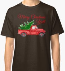 Merry Christmas Y'all - Chrismas Vintage Red Truck with a Tree Classic T-Shirt
