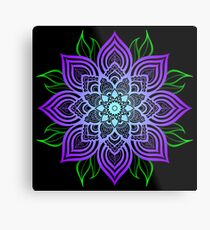 Lienzo metálico Patrón de flor azul y morado