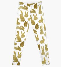 Gold Bunny Rabbit Silhouettes Leggings