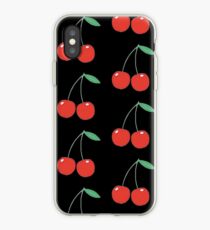 Wildblumen Kirschen schwarz iPhone-Hülle & Cover