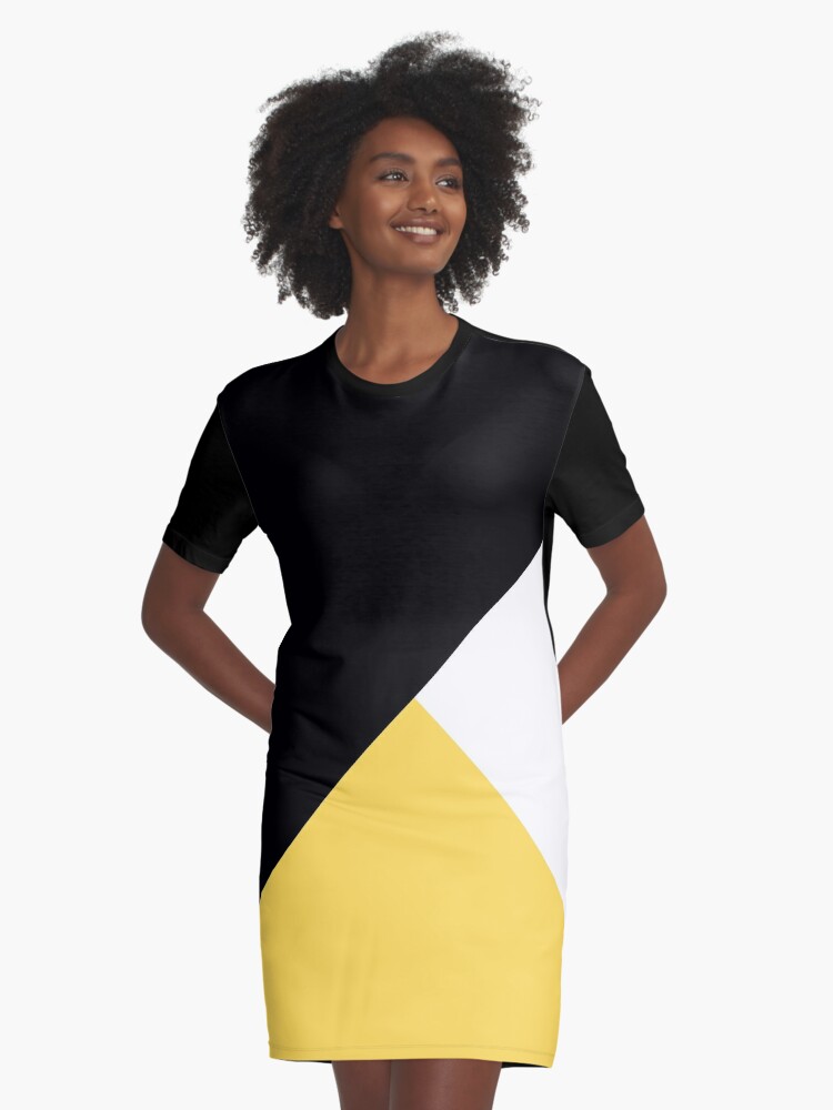 mustard yellow and black dress