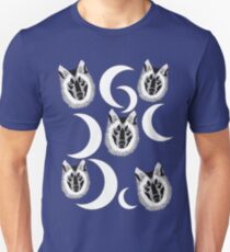 Black White Wolves Moons Unisex T-Shirt