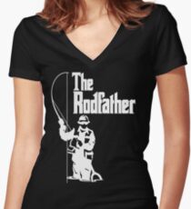 The Rodfather Fishing T Shirt Women's Fitted V-Neck T-Shirt