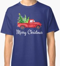 Merry Christmas Vintage Red Truck Xmas Farm Fresh Trees Classic Design Classic T-Shirt
