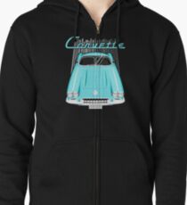 Corvette C1 1958 to 1960 - Turquoise Zipped Hoodie
