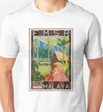 Vintage Malaya Singapore Travel Vacation Holiday Advertisement Art Poster Slim Fit T-Shirt