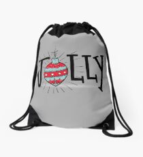 Happy Jolly Christmas - Vintage Retro Drawstring Bag