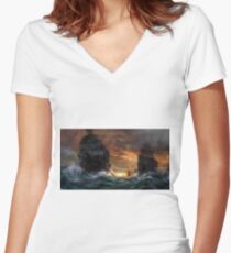Ships drawn Women's Fitted V-Neck T-Shirt
