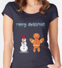 snowman and gingerbread Women's Fitted Scoop T-Shirt