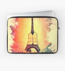 Funda para portátil Torre Eiffel en luz amarilla chaleco jaunes