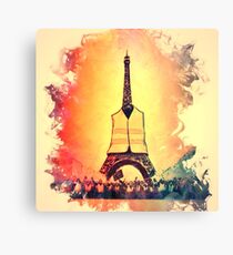Lienzo Torre Eiffel en luz amarilla chaleco jaunes