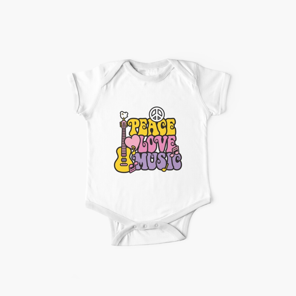 Baby Peace Love and Music Short Sleeve Shirt Toddler Tee