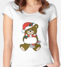 Adorable Christmas Bear Women's Fitted Scoop T-Shirt