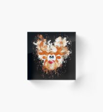 Reno deer drawing of christmas watercolor painted Acrylic Block