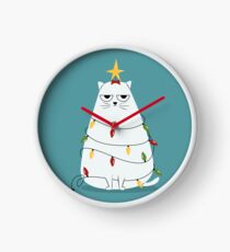 Grumpy Christmas Cat Clock