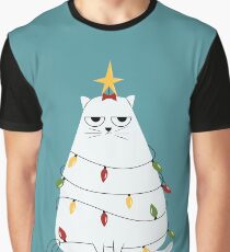Grumpy Christmas Cat Graphic T-Shirt