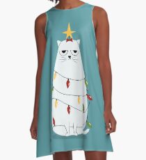 Grumpy Christmas Cat A-Line Dress