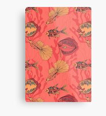 Fishes on living coral background Metal Print