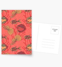 Fishes on living coral background Postcards
